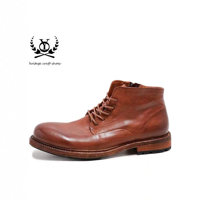 YO英伦风马丁靴2023秋马皮牛皮底