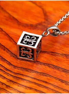 朋克风十字架立方体钛钢欧美吊坠