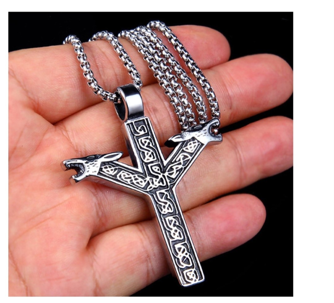 热款长笛符文金属吊坠北欧流行不锈钢吊坠项链