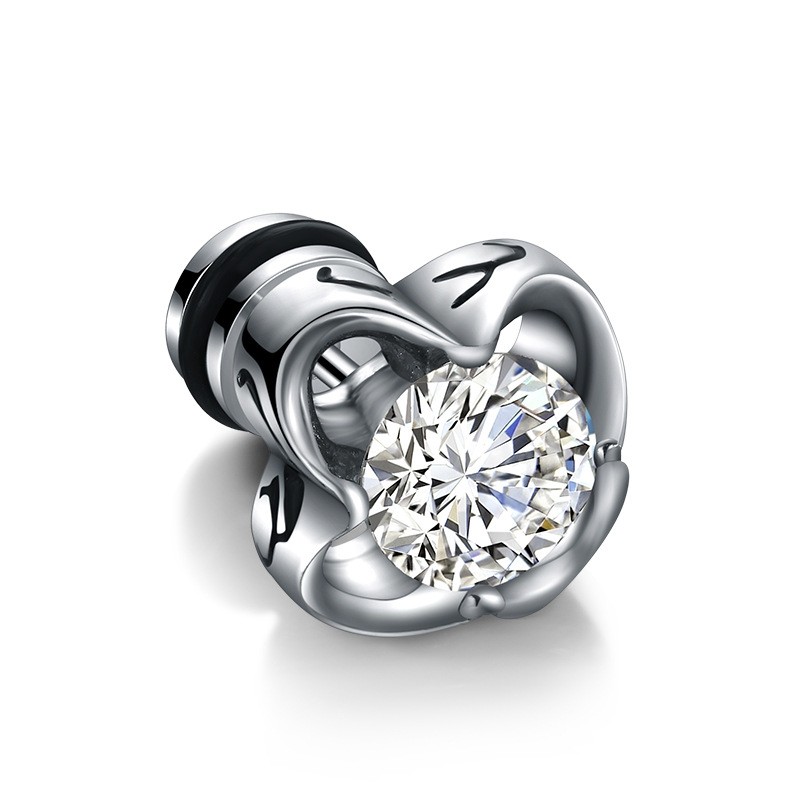 镶钻耳钉皇冠耳环钛钢