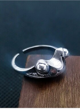 复古小青蛙开口可调节情侣戒指