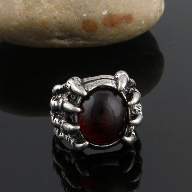 莫比乌斯环霸气风龙爪红宝石戒指