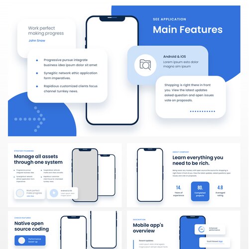 UI UX作品集 APP推荐介绍汇报总结商务PPT模板 38页