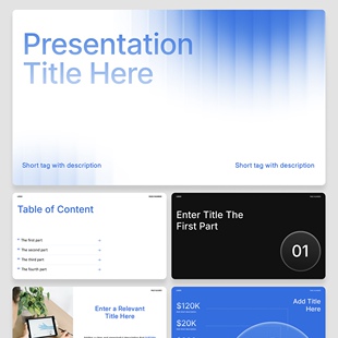 PPT、Figma格式 极简科技蓝白渐变商业路演PPT模板 24页