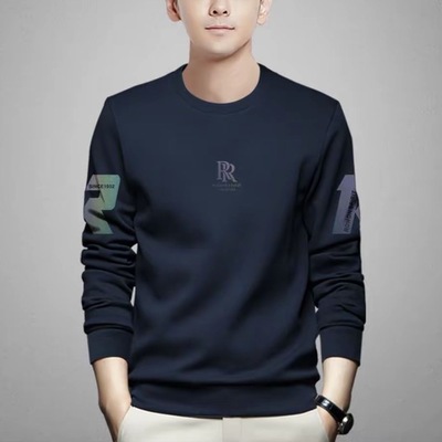 2025秋冬季新款男士爆款烫印商务休闲百搭打底长袖舒适圆领卫衣男