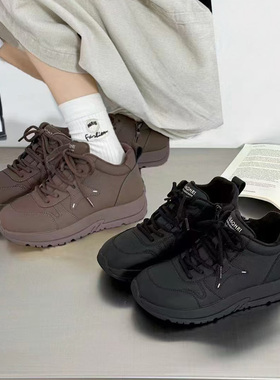 芭笛尔2025冬季新款面包鞋女系带休闲运动鞋加绒41大码棉鞋73402