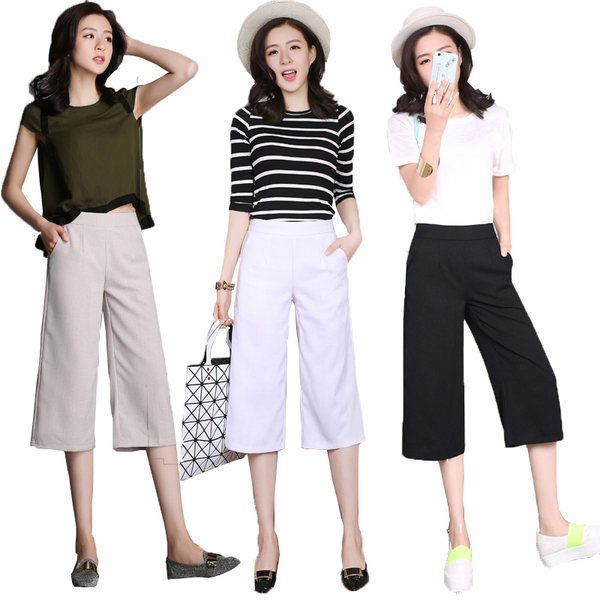 希莉娜 夏季薄款宽松休闲 七分阔腿裤 优惠券折后￥49包邮（￥59-10）4色可选