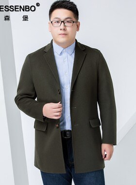 冬季中长款宽松夹克胖子毛呢大衣