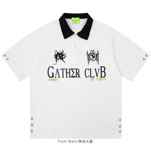 徽章刺绣标字母Polo衫宽松设计