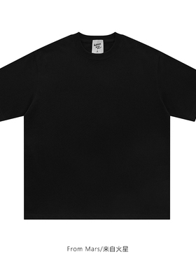 From Mars 纯净无暇 黑白色简约复古短袖T恤宽松休闲百搭情侣男女