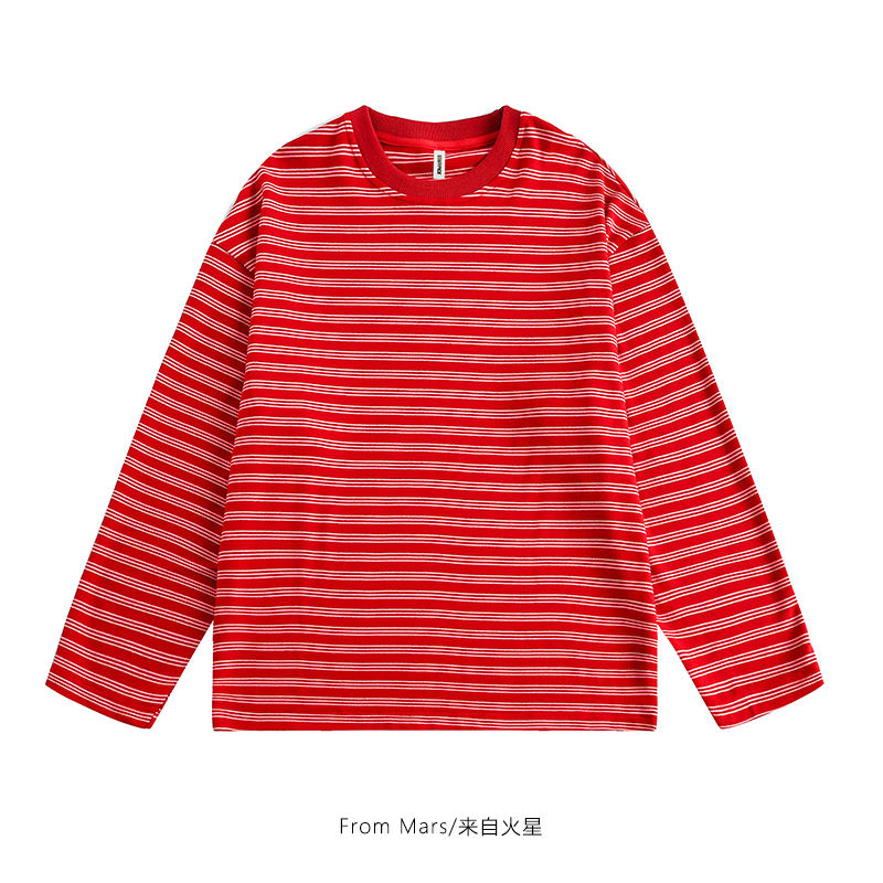 条纹男女秋宽松休闲百搭长袖T恤