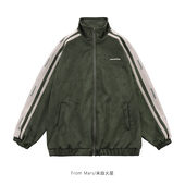 日系简约麂皮绒拼接外套bf男女宽松运动夹克 回忆 From Mars最后