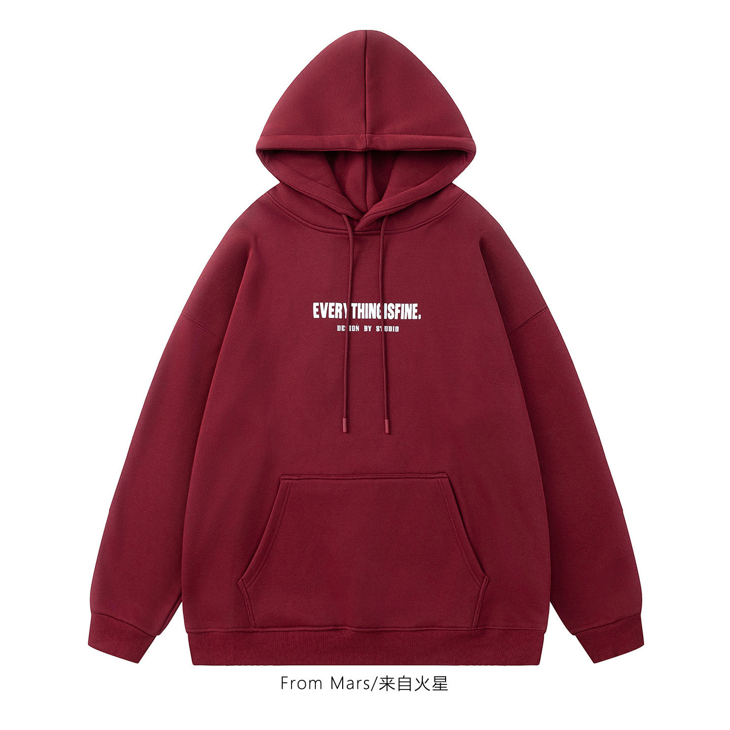 蒙蔽双眼人物印花加绒连帽卫衣