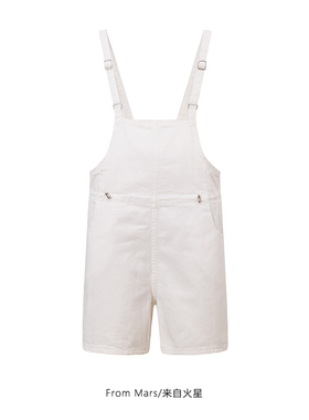 From Mars 争议不断 夏季潮牌白色女款vintage背带短裤百搭时尚BF