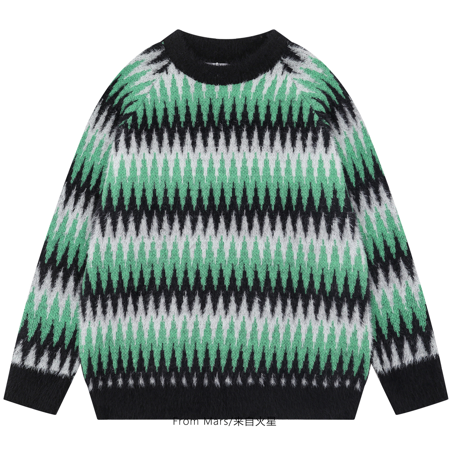 慵懒风圆领宽松针织衫毛衣BF