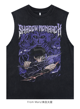 From Mars 破坏机甲 黑色T恤男女夏痞帅美式复古高街宽松背心半袖