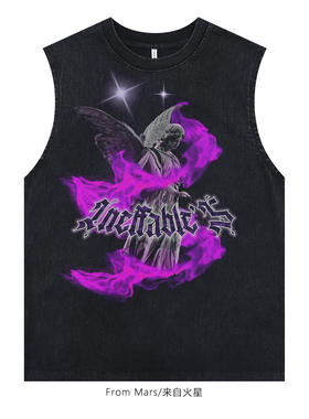 From Mars 囚徒危机 T恤男女夏痞帅美式复古高街上衣背心漫画黑色