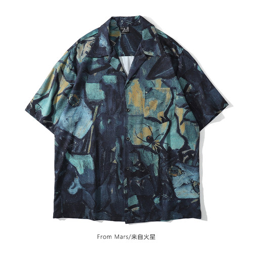 复古oversize短袖衬衫潮