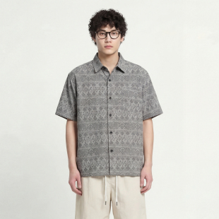 full printed short From casual Geometric sleeve shirt Mars