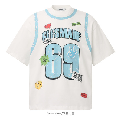 保持微笑字母印花宽松短袖T恤