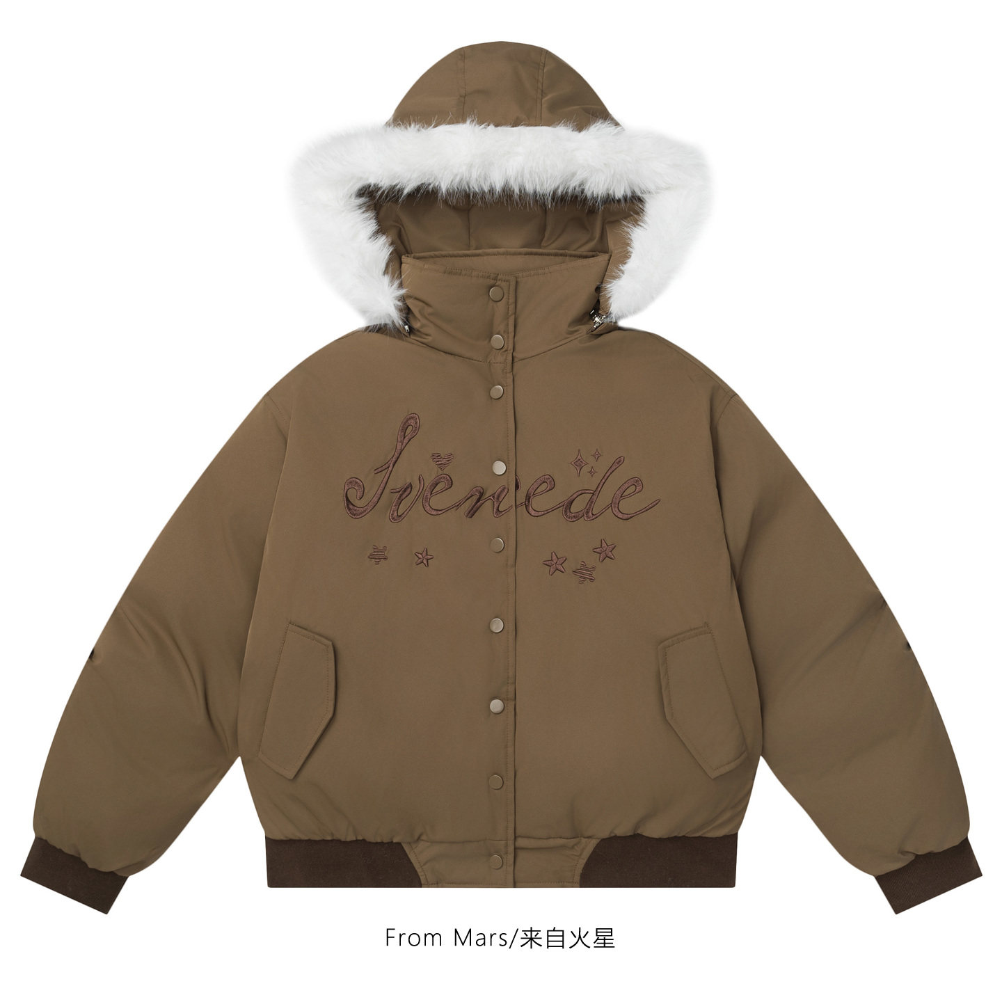 心动开始宽松毛领连帽外套棉衣