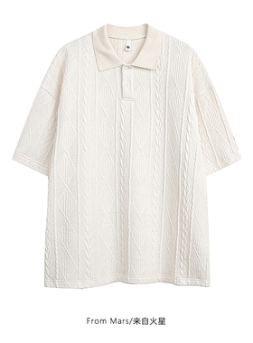 From Mars 近日歌单 日系休闲翻领设计感宽松情侣百搭短袖T恤上衣