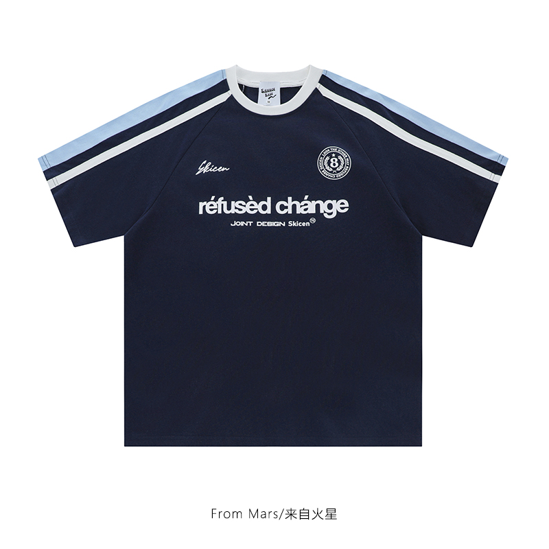 英文字母徽标印花短袖T恤宽松