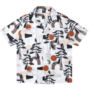 From Mars Color contrasting loose short-sleeved shirt