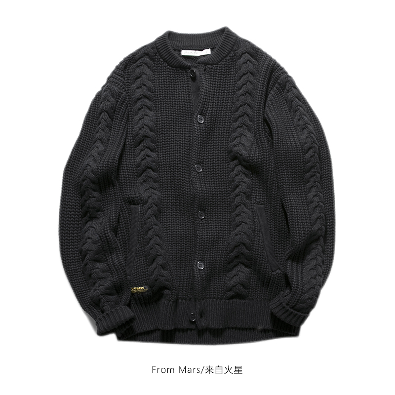 开衫棒球服男士加厚毛衣外套