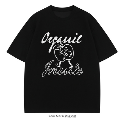 心底徘徊印花宽松圆领短袖T恤