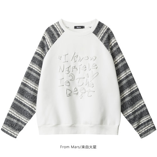 印宽松圆领卫衣女套头上衣