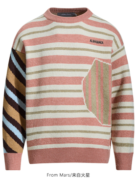 FromMars So quiet, contrasting color jacquard couple sweater