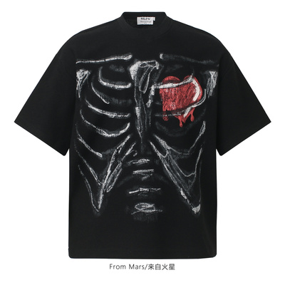 心动在跳创意印花宽松短袖T恤