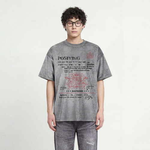 双马徽章宽松百搭短袖T恤设计感