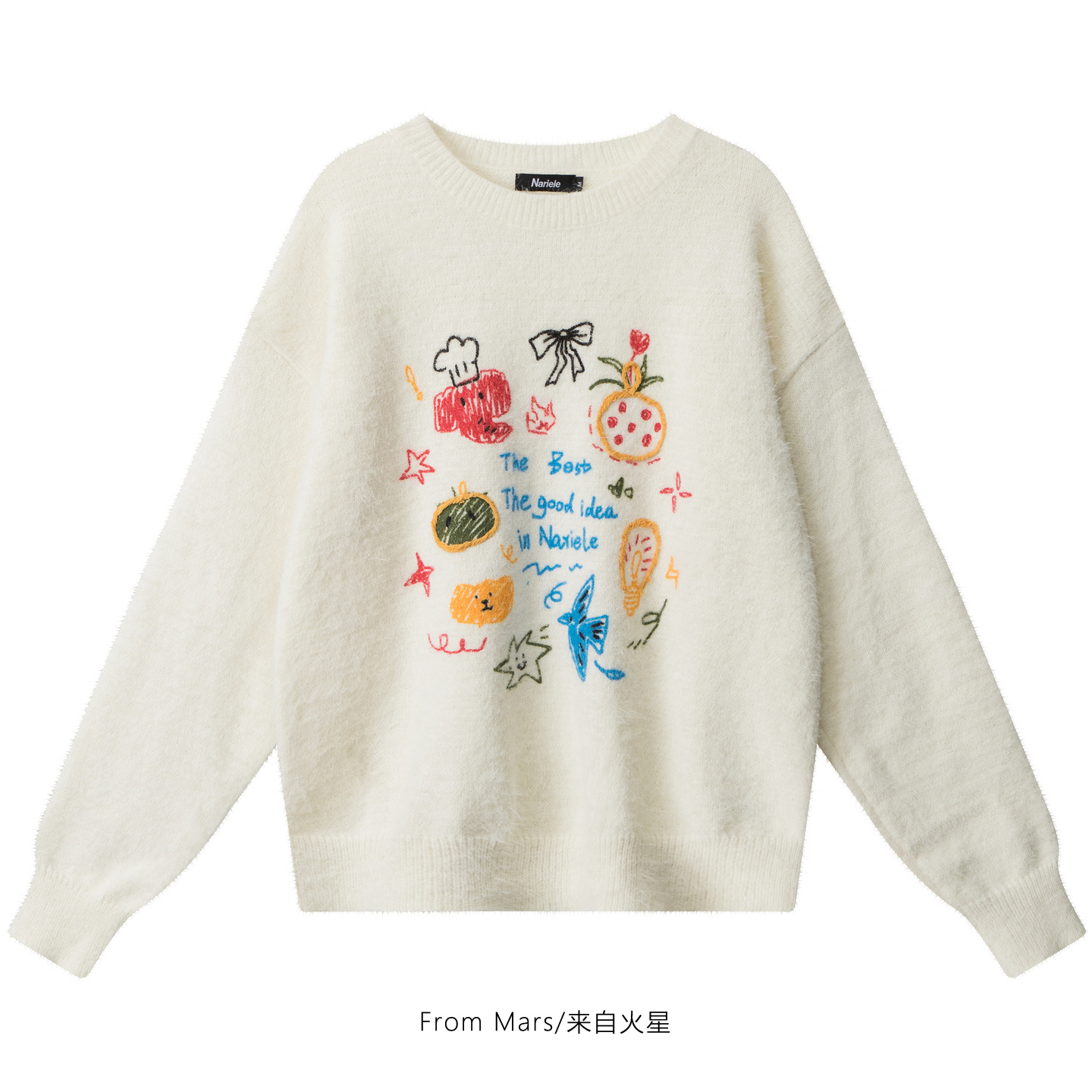 圆领休闲印花宽松女针织衫毛衣