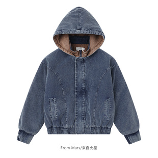 From Mars 乱糟糟的 新款设计感宽松保暖加厚拉链连帽棉衣外套女