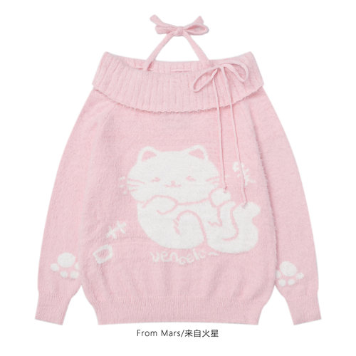 乌云日记挂脖宽松休闲慵懒毛衣