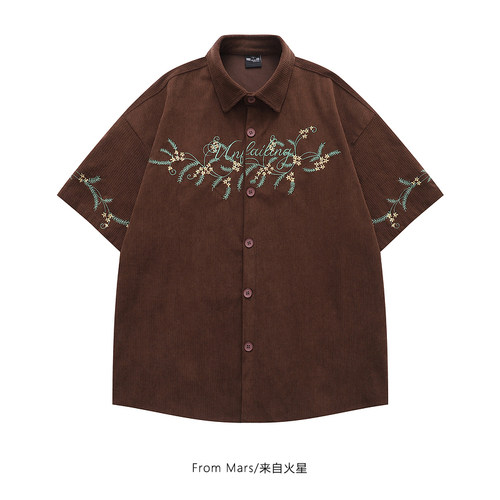刺绣夏季新款宽松百搭短袖衬衫