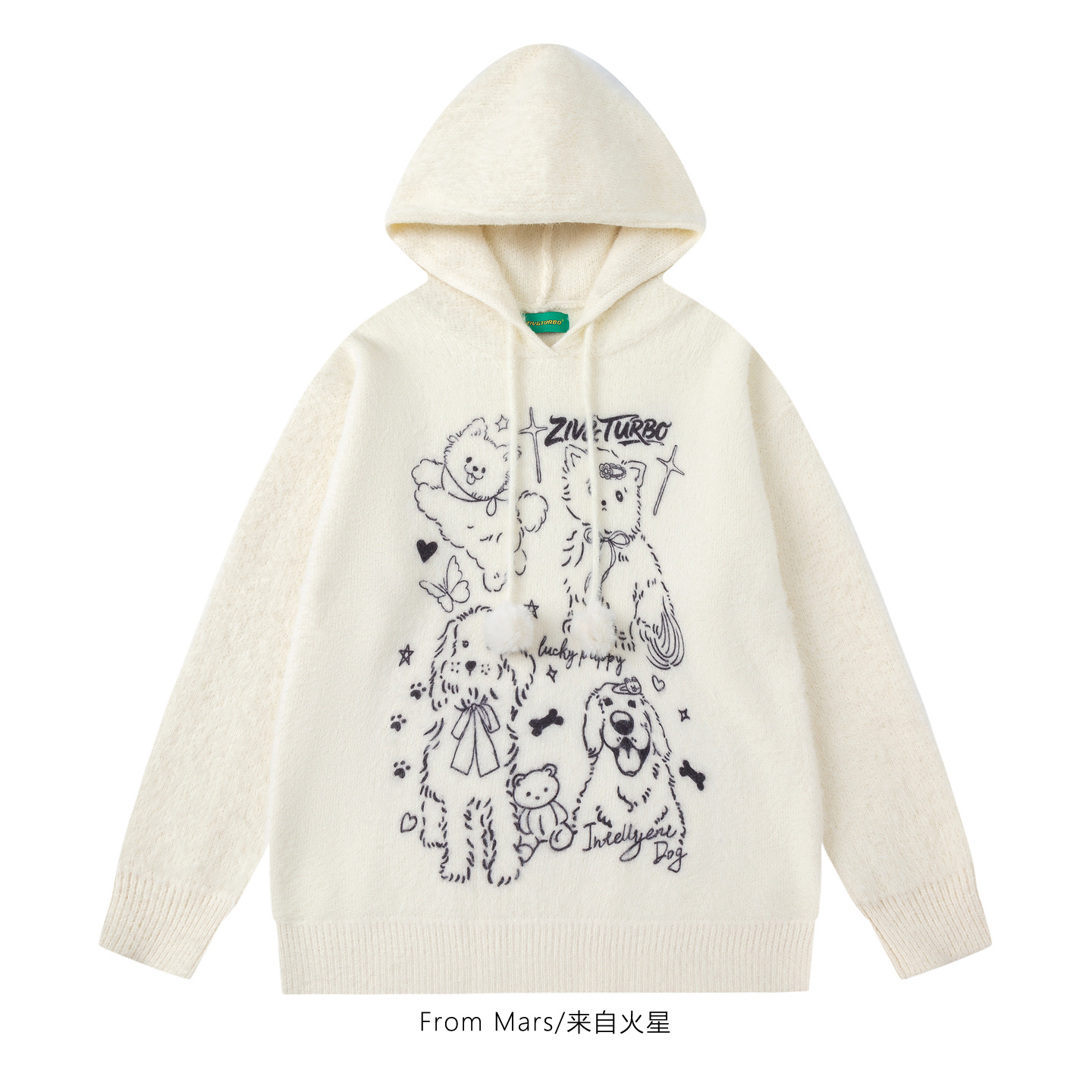 休闲宽松bf连帽套头毛衣女