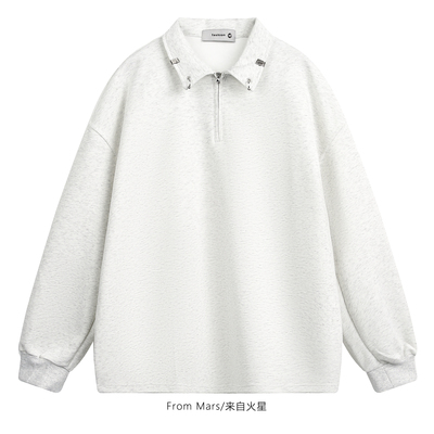 波澜不惊宽松翻领套头卫衣百搭