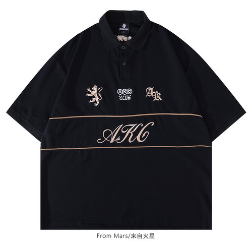 忙里偷闲字母POLO衫短袖T恤BF