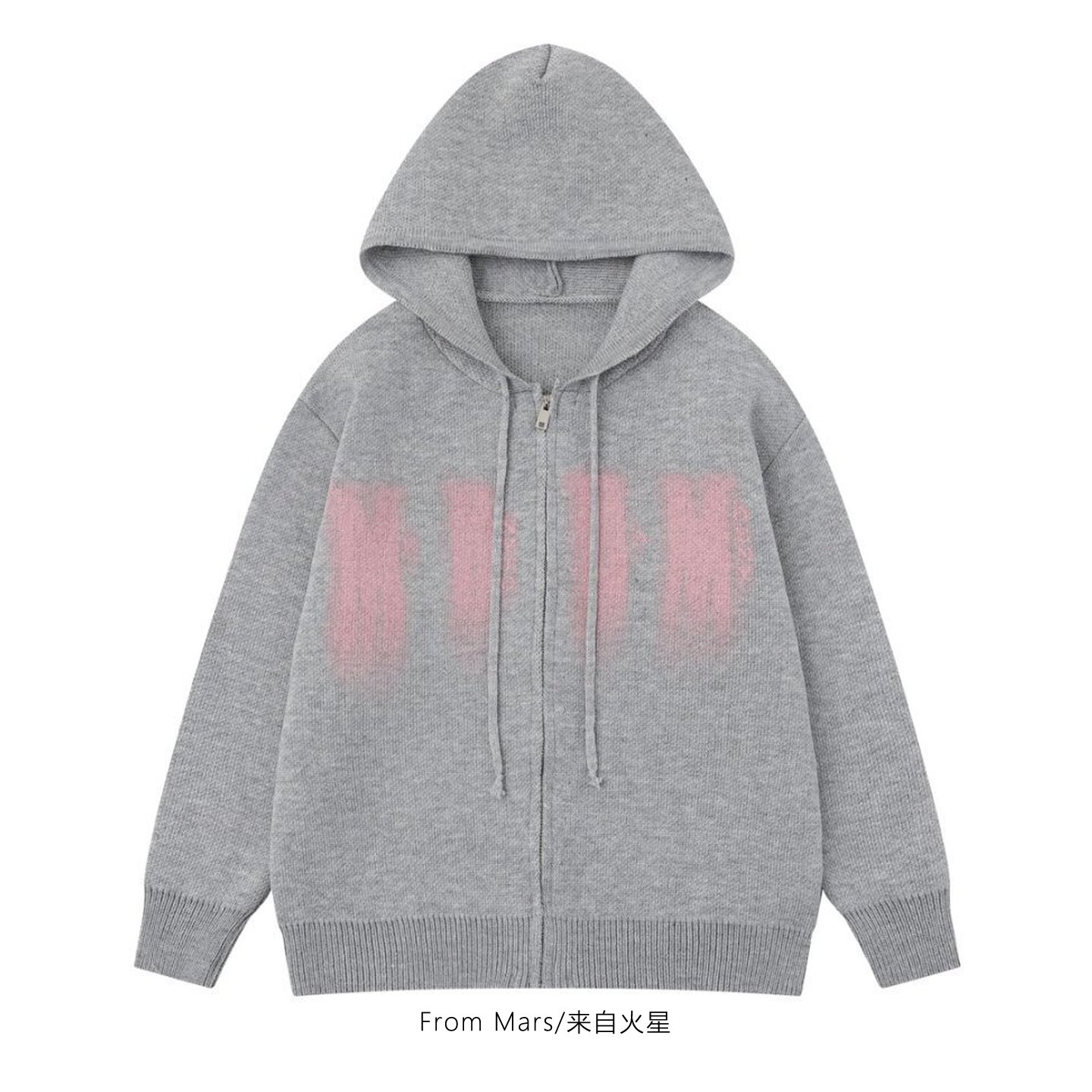 话里有话宽松拉链连帽毛衣外套