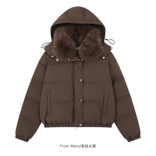 窗外的风毛领加厚保暖连帽棉衣