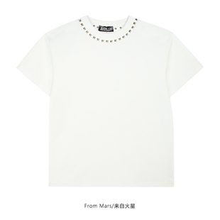 时尚 无所畏惧 vintage铆钉男女小飞袖 正肩修身 T恤 From 短袖 Mars