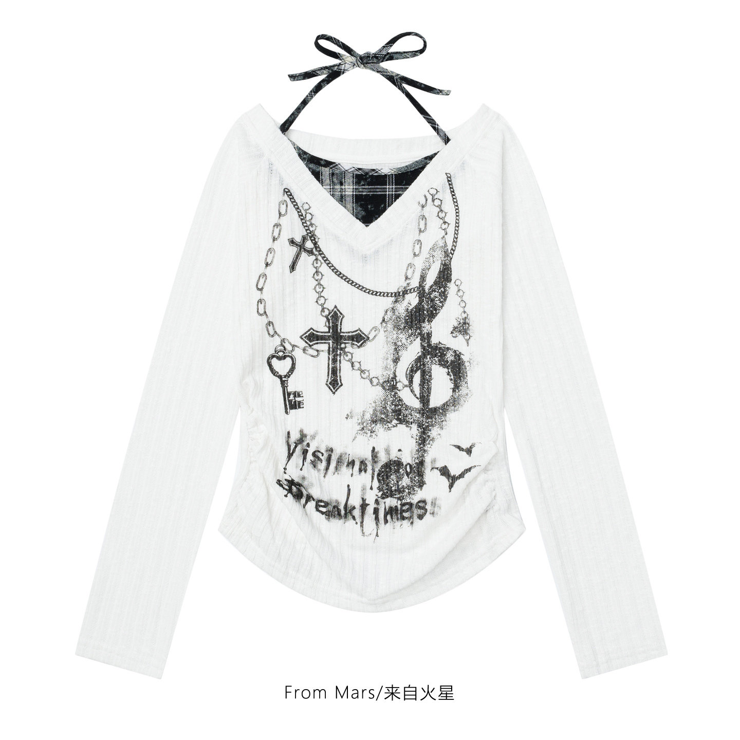 恍惚之间假两件显瘦长袖T恤