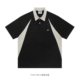T恤宽松polo衫 From 潮流日系拼接字母刺绣翻领短袖 Mars 天选之子