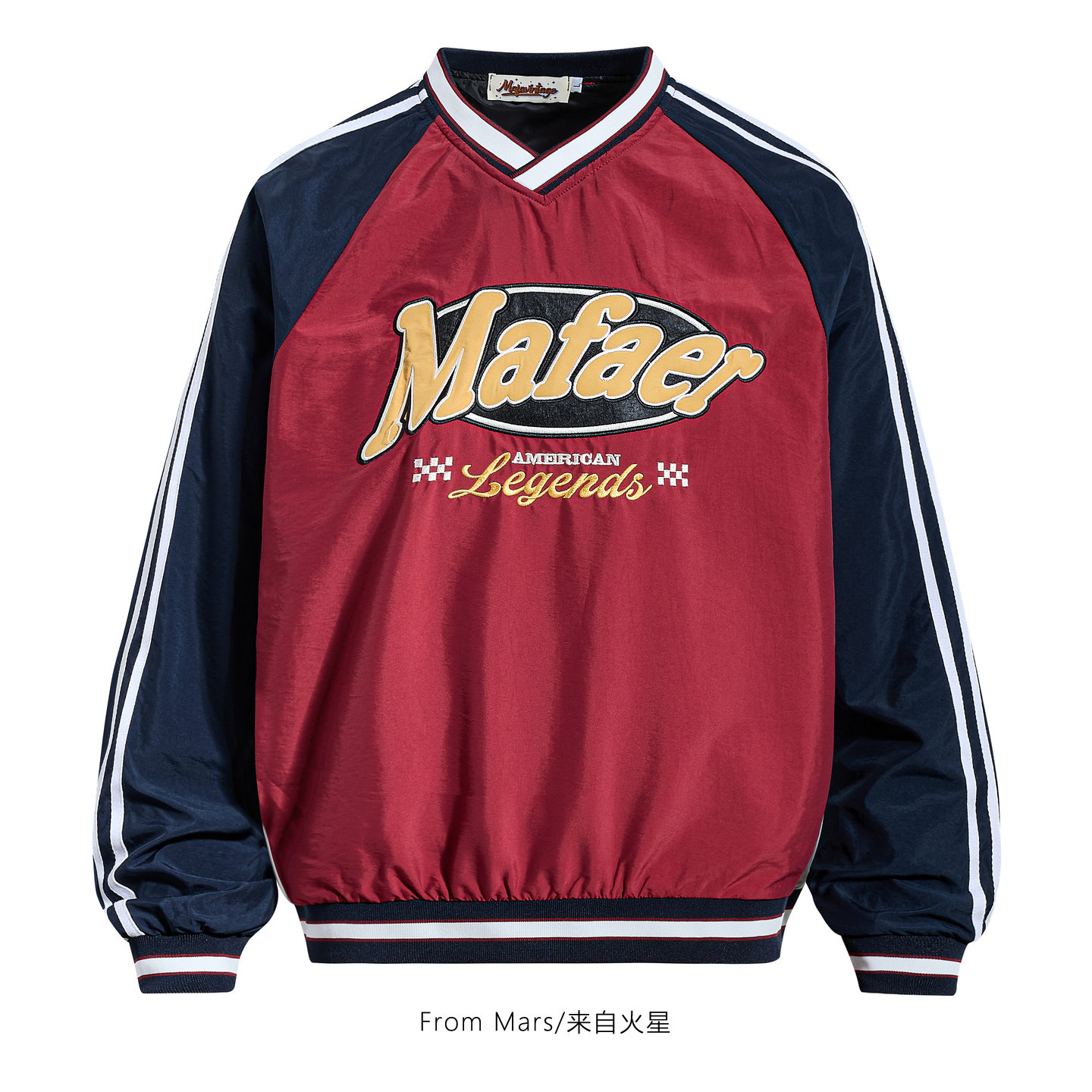 From Mars 是入了眼 痞帅撞色刺绣宽松男女运动百搭V领长袖卫衣潮,男装,卫衣,淘宝优惠券,粉丝福利购,淘宝优惠卷