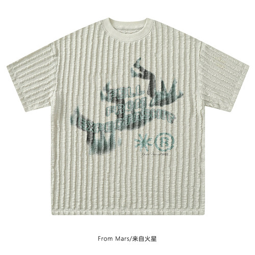 复古印花宽松圆领休闲短袖T恤