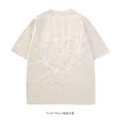 From 宽松百搭圆领T恤 欧美复古麂皮绒爱心刺绣短袖 Mars 动人心弦