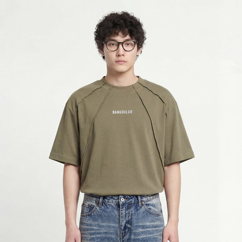 线迹设计oversize男女短袖T恤BF